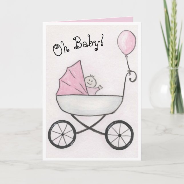 Carte Baby Girl in Stroller (Devant)