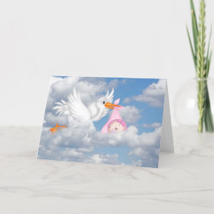 Carte Baby Girl Stork Delivery Card