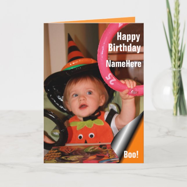 Carte Baby in Witch Casquette & Ring Toss Halloween Anni (Devant)