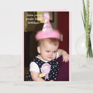 Carte Baby looking grumpy at her first birthday party