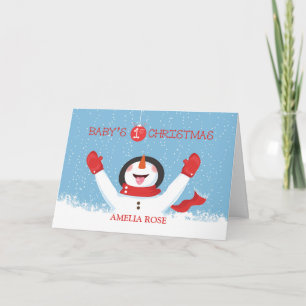 Carte Baby Name First Christmas Snowman