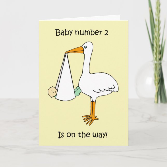 Carte Baby Numéro 2 est sur le chemin Cartoon Stork (Devant)