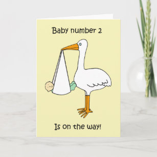 Carte Baby Numéro 2 est sur le chemin Cartoon Stork