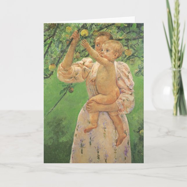 Carte Baby Reaching for an Apple par Mary Cassatt (Devant)