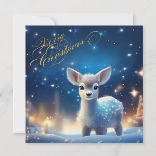 Carte Baby renne avec vœu de Joyeux Noël