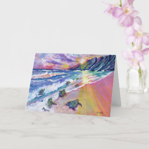 Carte Baby Sea Turtles à la Beach Kauai Hawaii Card