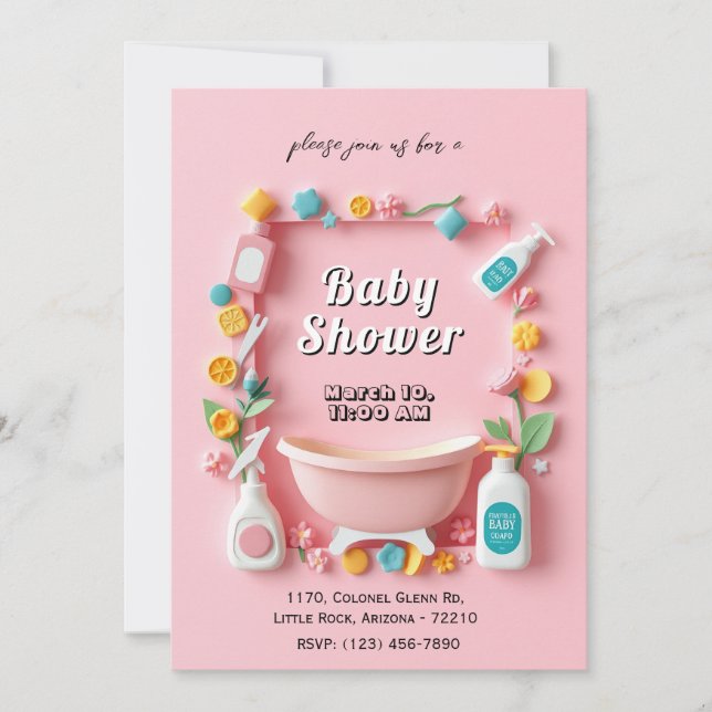Carte Baby shower adorable avec bébé Essentials (Devant)