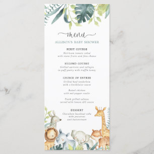 Carte baby shower animaux safari Watercolor