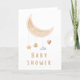 Carte baby shower avec Crescent Moon Mobile