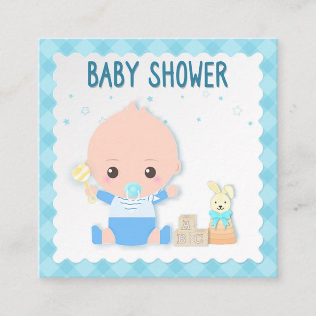 carte baby shower, bébé garçon et jouet. Carte de  (Devant)
