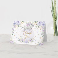 Baby shower chic violet floral éléphant Merci