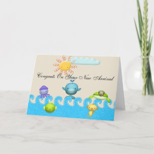 Carte Baby shower d'animaux de mer mignons
