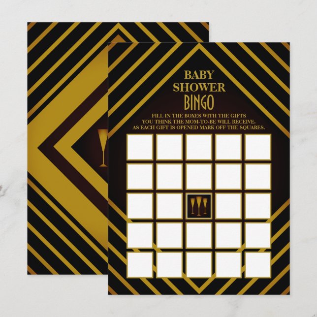 Carte Baby shower de Bingo Gatsby Gold 2020 (Devant / Derrière)