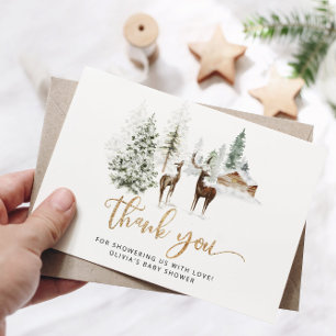 Carte Baby shower de cerfs d'animaux des bois merci