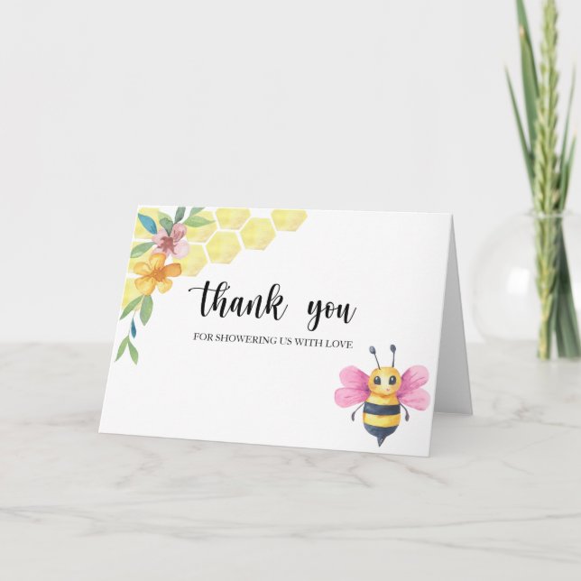 Carte Baby shower de fille d'abeilles (Devant)