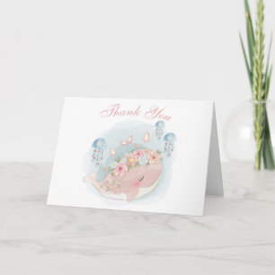 Carte Baby shower de filles de méduse de baleine nautiqu