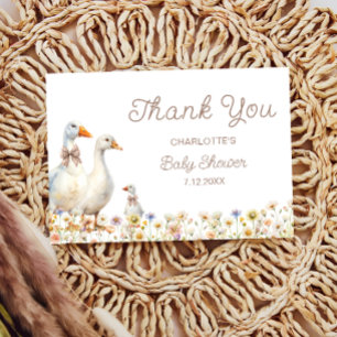 Carte Baby shower de Merci Fleur sauvage mou Goose