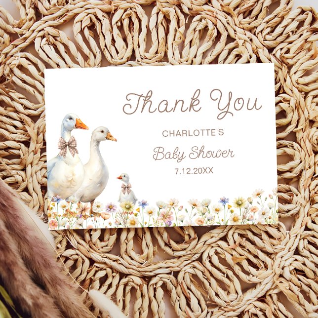 Carte Baby shower de Merci Fleur sauvage mou Goose (Créateur téléchargé)