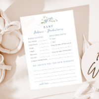 Carte Baby shower de prévisions Floral bleu