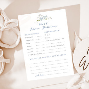 Carte Baby shower de prévisions Floral bleu