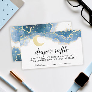 Carte baby shower de tombola de couche bleu or