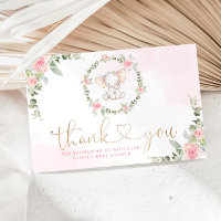Baby shower d'éléphant d'eucalyptus rose merci