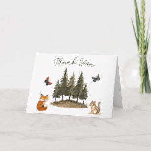 Carte Baby shower des animaux forestiers de bois Merci