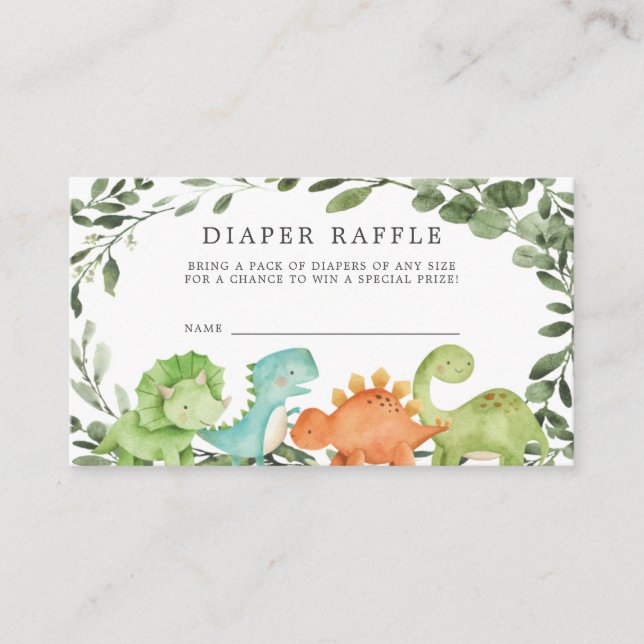 Carte Baby shower Dinosaures Diaper Raffle (Devant)