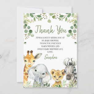 Carte Baby shower Eucalyptus Safari neutre pour le