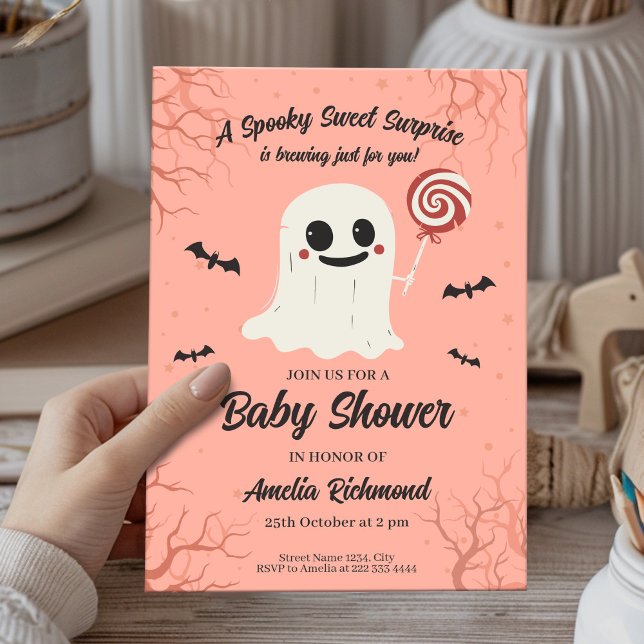 Carte Baby shower Fantôme Éffrayant Sweet Hallowee (Créateur téléchargé)