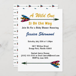Carte Baby shower Faux Gold A Wild One Tribal Arro
