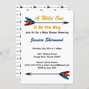 Carte Baby shower Faux Gold A Wild One Tribal Arro