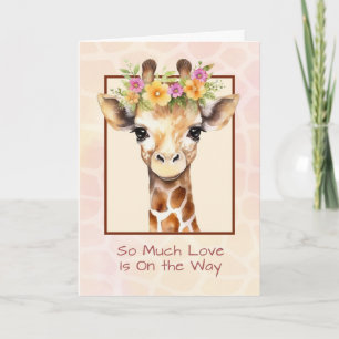Carte Baby Shower Fille Douce Safari Jungle Girafe