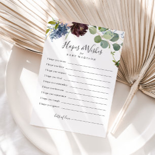 Carte Baby shower Floral Bourgogne