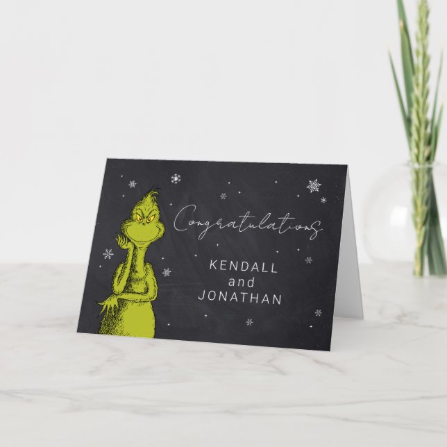 Carte Baby Shower Grinch Tableau Noir (Devant)