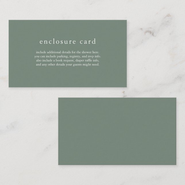 Carte Baby shower HANNAH Sage Green Boho (Devant / Derrière)