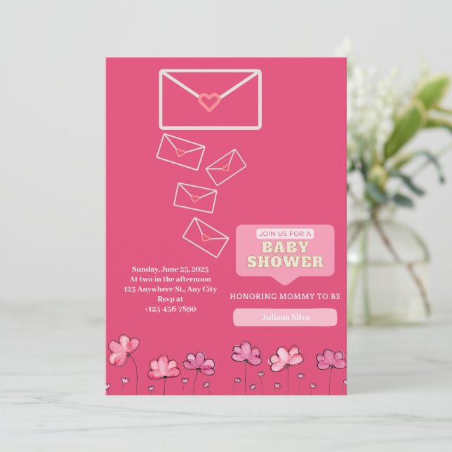 Carte baby shower Invitation (Debout devant)