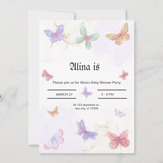Carte baby shower Invitation. (Devant)