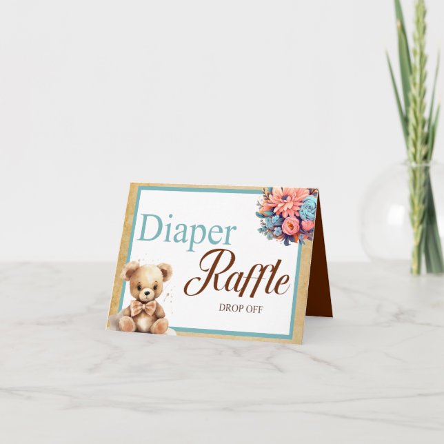 Carte Baby shower Ours Bleu Boho Refle Déposer (Devant)