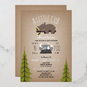 Carte Baby Shower Ours Endormi en Papier Cartonné