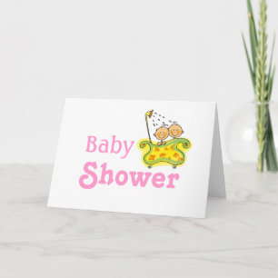 Carte Baby shower pour les jumeaux de petite fille