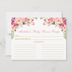 Carte baby shower Rose Blush Floral Gold Recette