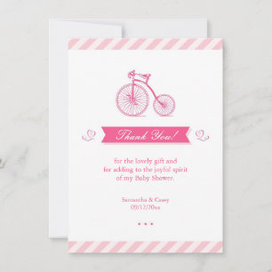 Carte Baby shower rose Merci