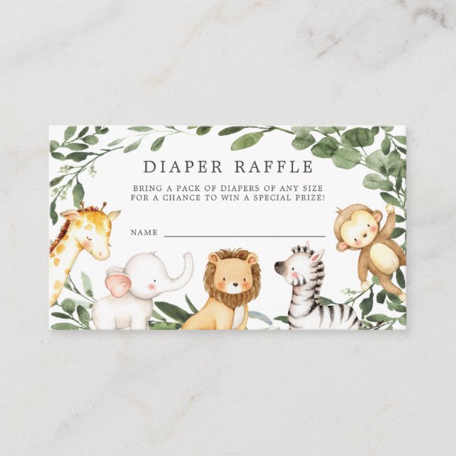 Carte Baby shower Safari Animaux Repas (Devant)