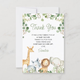 Carte Baby shower Safari Cute Eucalyptus Foliage