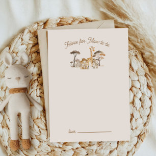 Carte Baby shower Wild Safari Animaux