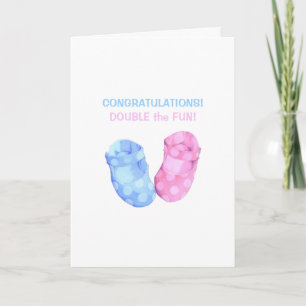 Carte Baby Twins Booties Félicitations Card