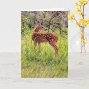 Carte Baby Wild Deer Fawn Art Nature Note Card