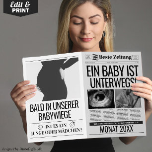 Carte Baby Zeitung Schwangerschaft Verkünden en Deutsch