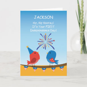 Carte Babys First 4 juillet Oiseaux observer les feux d'